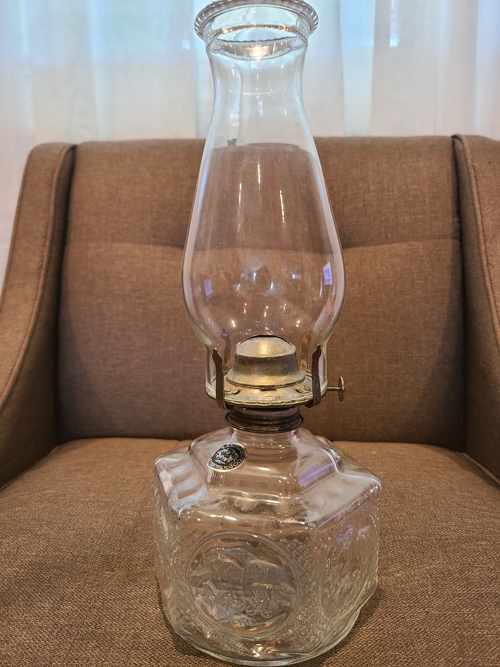 Vintage Lamplight Farms Clear Glass Oil Lamp - Cottage Core